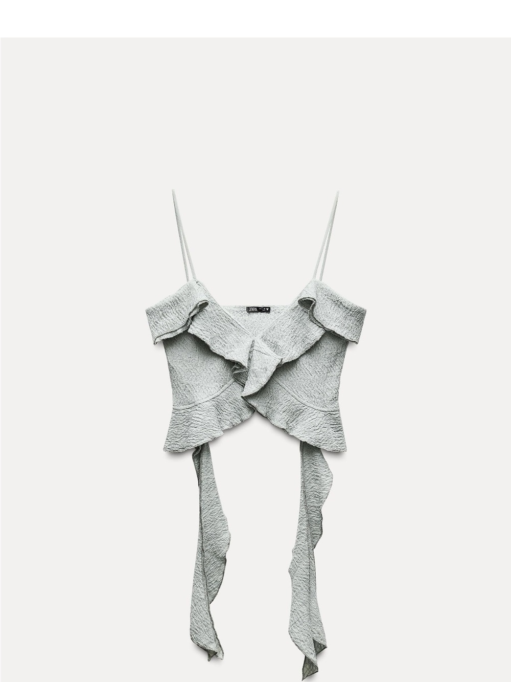 Zara Light Gray Ruffle Tie-Front Cami